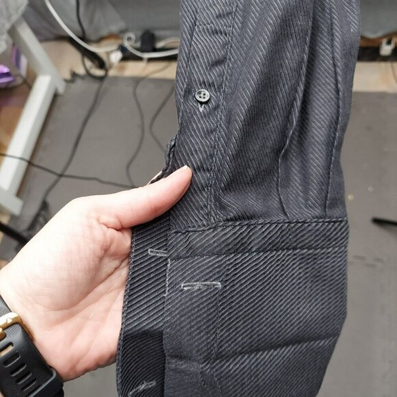 Zanetti Men's Button Down Gray Ribbed Dress Shirt 100% Cotton 17 Made in Italy - Picture 6 of 8